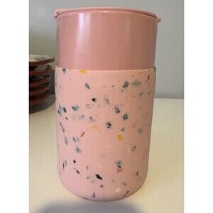 Crofton Ceramic Travel Mug With Silicone Protective Sleeve and Lid Pink Confetti